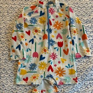 Primary Swim One Piece in rainbow garden party 18-24 months